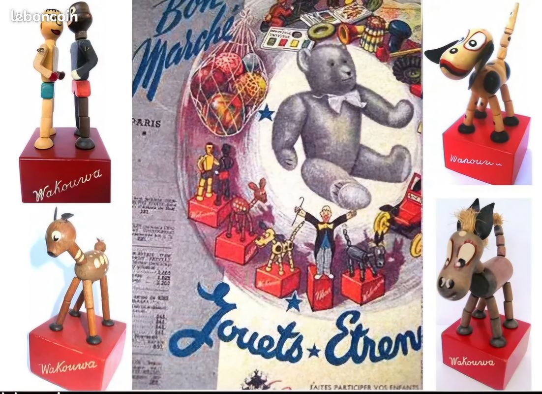 Cochon Articulé En Bois Vintage - Petit Jouet D'occasion Wakouwa