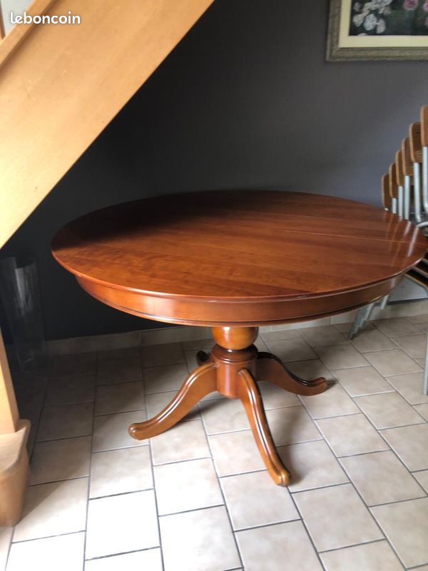 Table ronde en bois pied central (image 2)