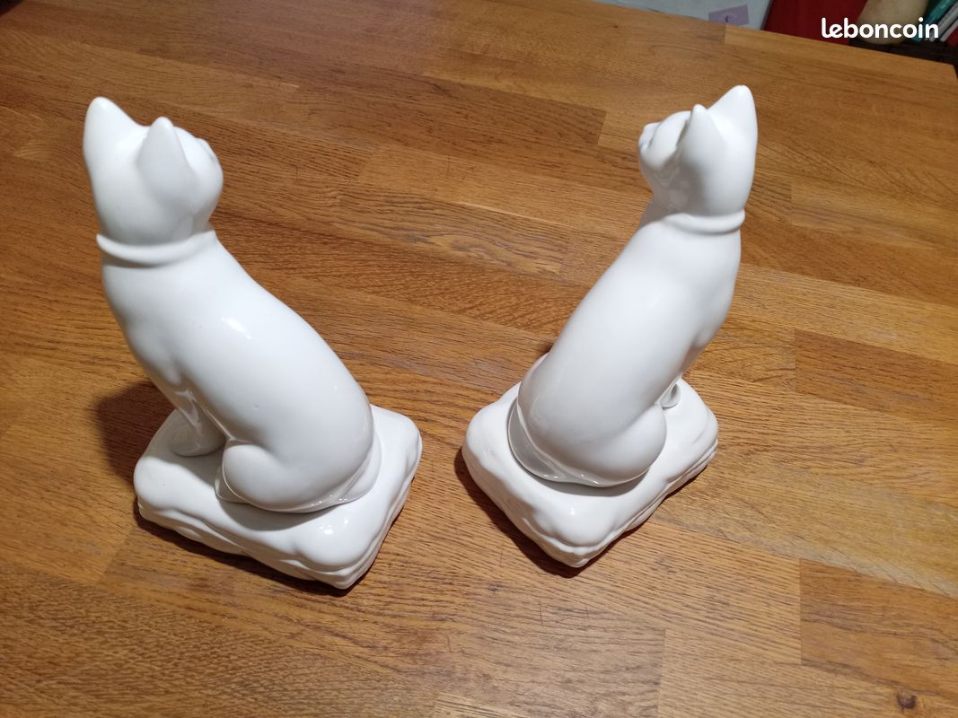 Paire de serres livres chats 20cms de hauteur en faïence (image 5)