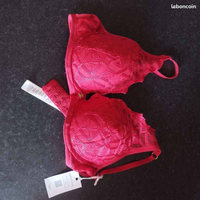 Soutien gorge AUBADE plunge foulard sens of illusion rouge taille 85 C (image 2)