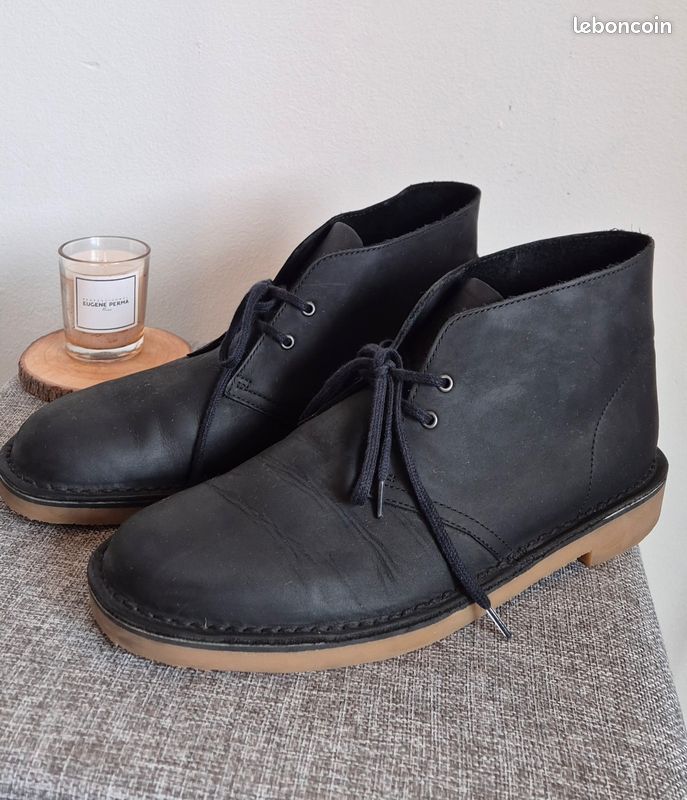 Chaussures Clarks Desert Boots homme – cuir noir – confort