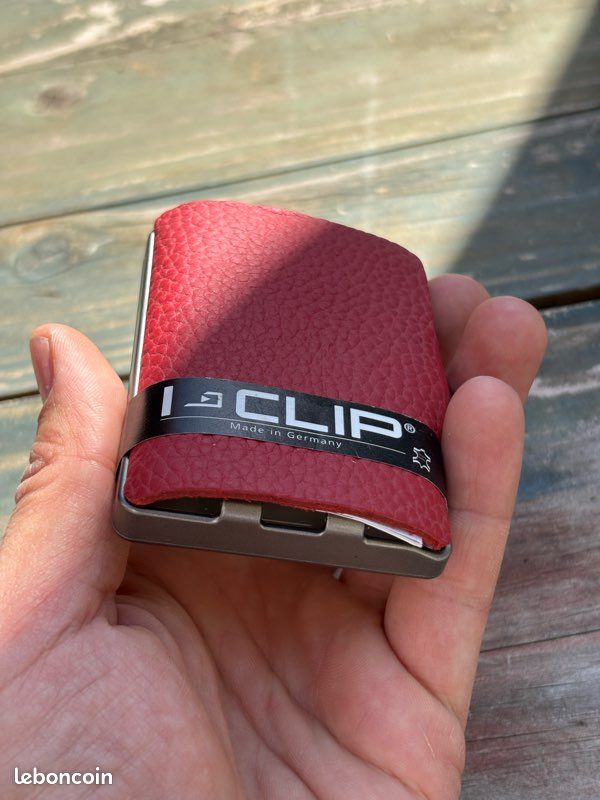 Porte-carte I-CLIP En Cuir Rouge - Homme - Compact Et Pratique - Occasion