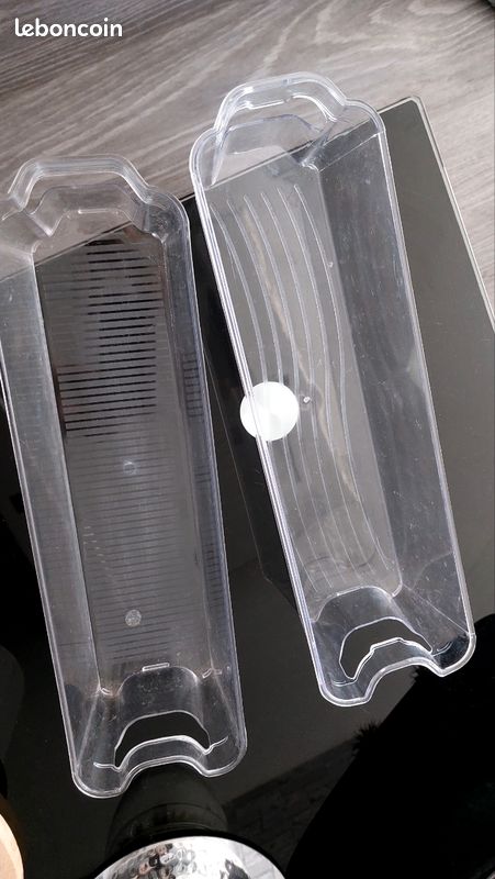 Lot de 2 bacs pvc longueur 37 cms , largeur 11 cms et hauteur 9,6 cms Très solide et Transparents idéal rangements (image 5)