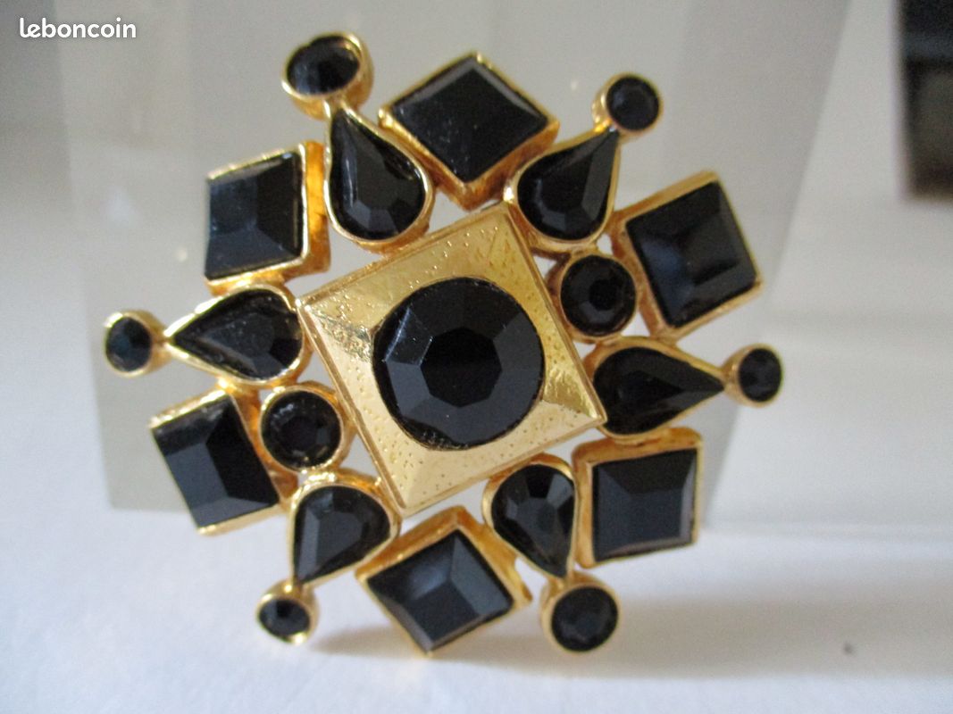Broche vintage cabochons en pâte de verre : signé (image 15)