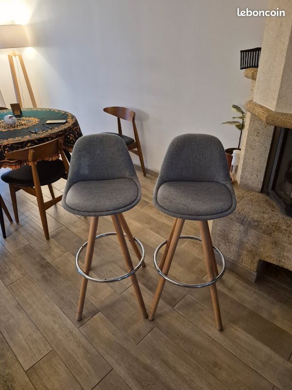 Lot de 2 Chaises haute -de bar scandinave (image 1)