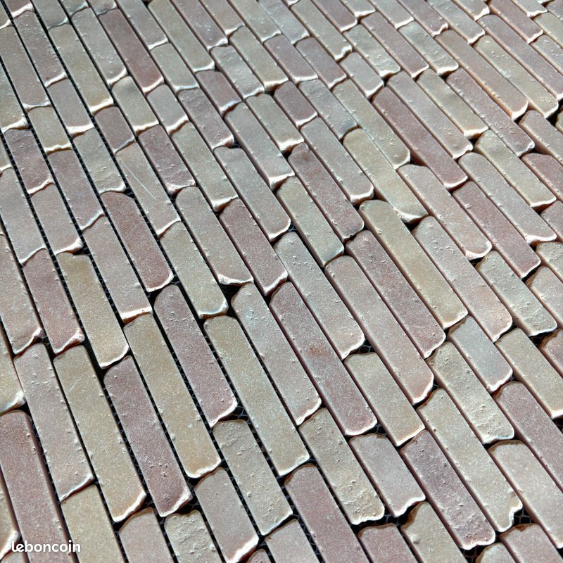 Mosaïque En Rectangle Cuivre Gris Rouille – 47-575_B – Quartzite/aluminium – Aspect Brique