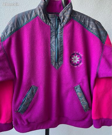 Pull Polaire Vintage Jazz Homme – Rouge Années 90 – Taille XL – Fabriqué USA