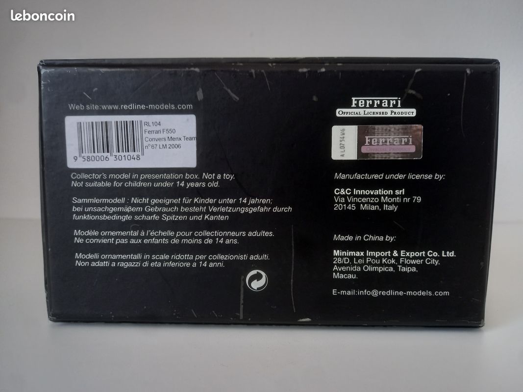 Red Line 1/43 Ferrari F550 GTC Manx N°67 Le Mans 2006 - Collection Pergi/Kox/Vasiliev