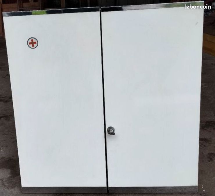 Grande armoire à pharmacie, 2 clés, vintage en métal (image 7)