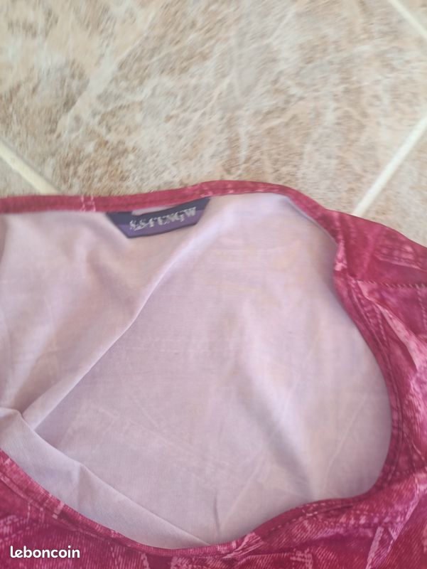(C) Haut débardeur rose imprimé jean y2k Taille S rose fuschia (image 3)