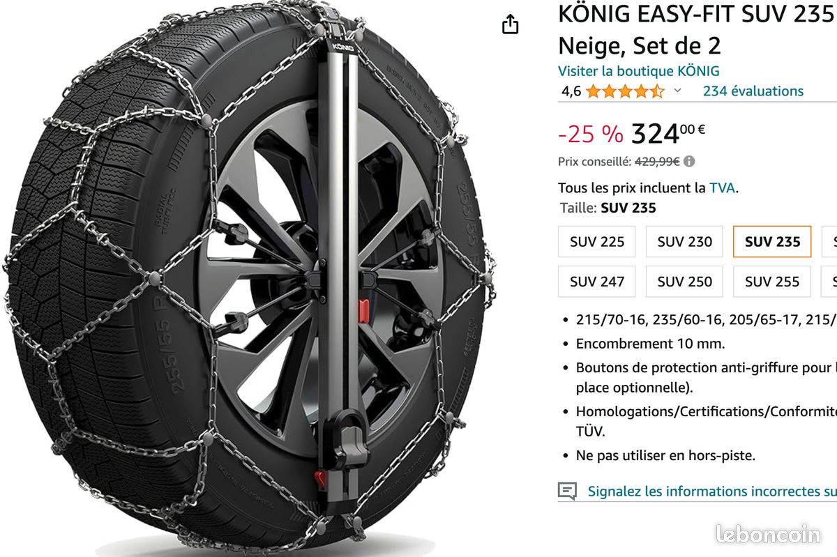 Chaînes neige EASY FIT SUV 235 KONIG KONIG - Chaines neige