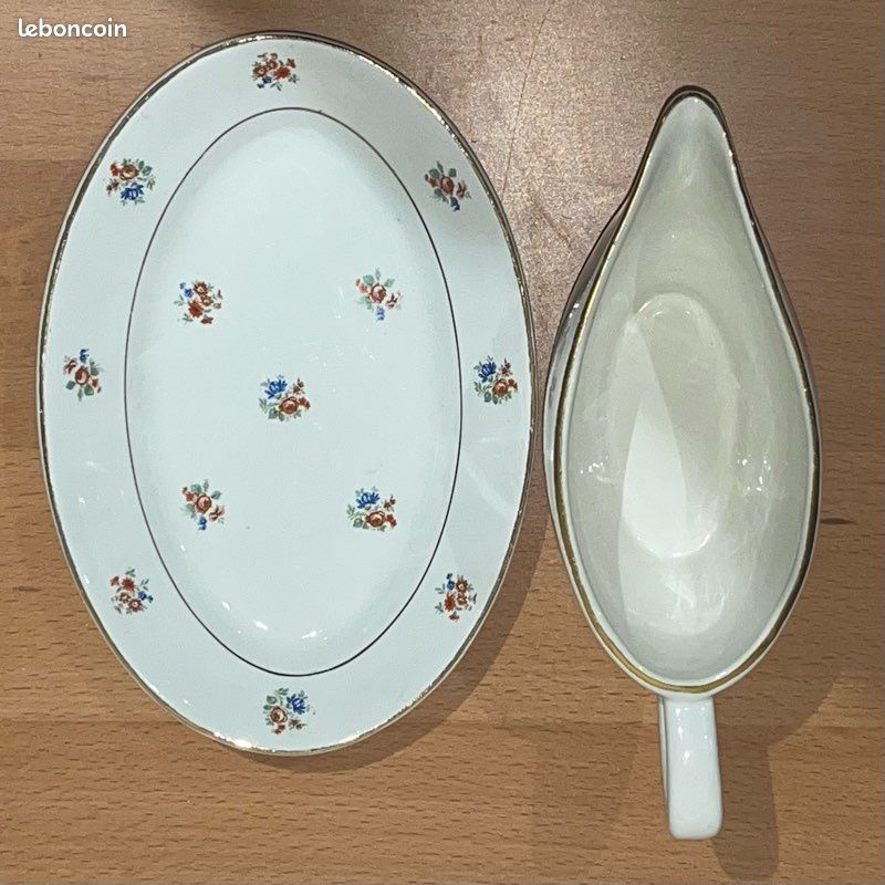 Grand Plat De Service Ovale Digoin Sarreguemines - Céramique Beige - Authentique Opaque