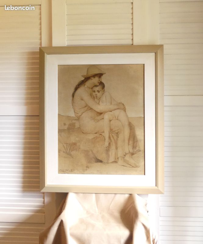 Huile sur Toile Signée Léon Herbo / 19ème Belgique / Madone Peinture Tableau (image 2)