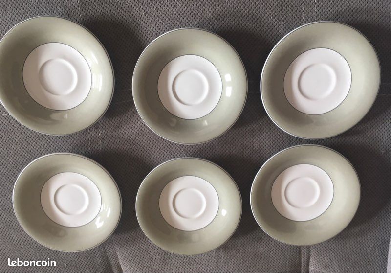 Lot de 6 sous tasses/soucoupes grises et blanches (image 1)