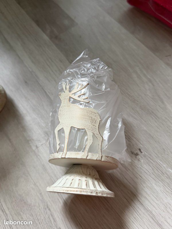 Bougeoir Tête De Cerf Pottery Barn Argenté - Pour Bougie Pilier - Noël