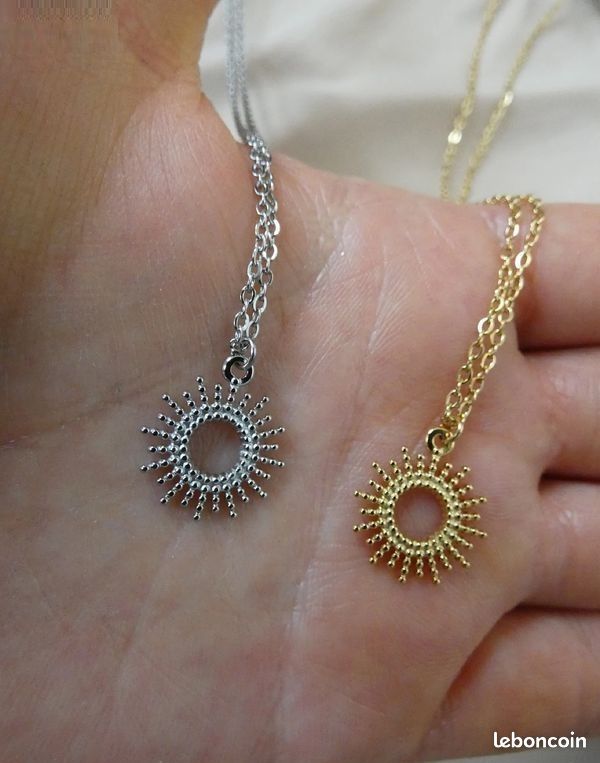Collier fin pendentif soleil femme,collier acier inoxydable,chaîne