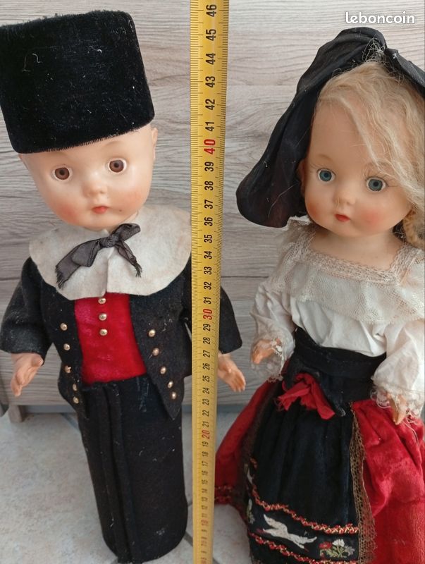 Poupées Anciennes Petitcollin - Couple Alsacien - Celluloïd - Années 40