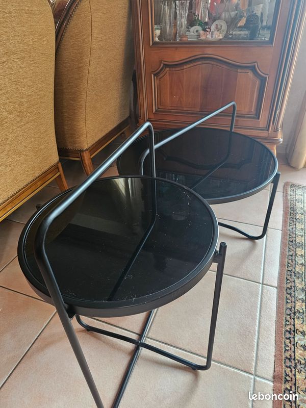 Table basse Métal et verre noir (image 1)