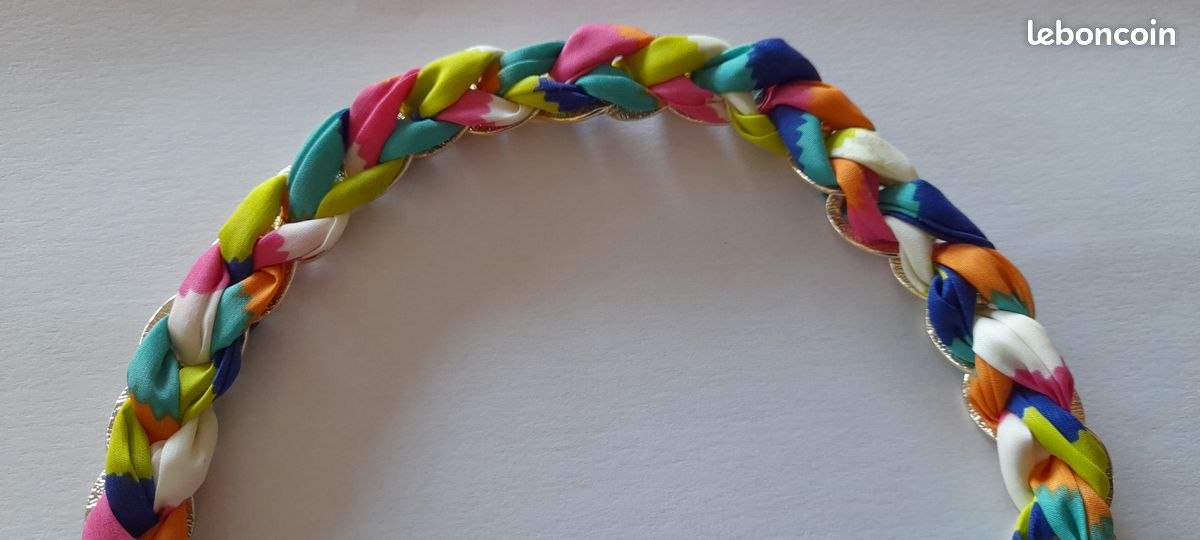 Serre tête " vintage" multicolore - Etat neuf - tissus et métal (image 4)