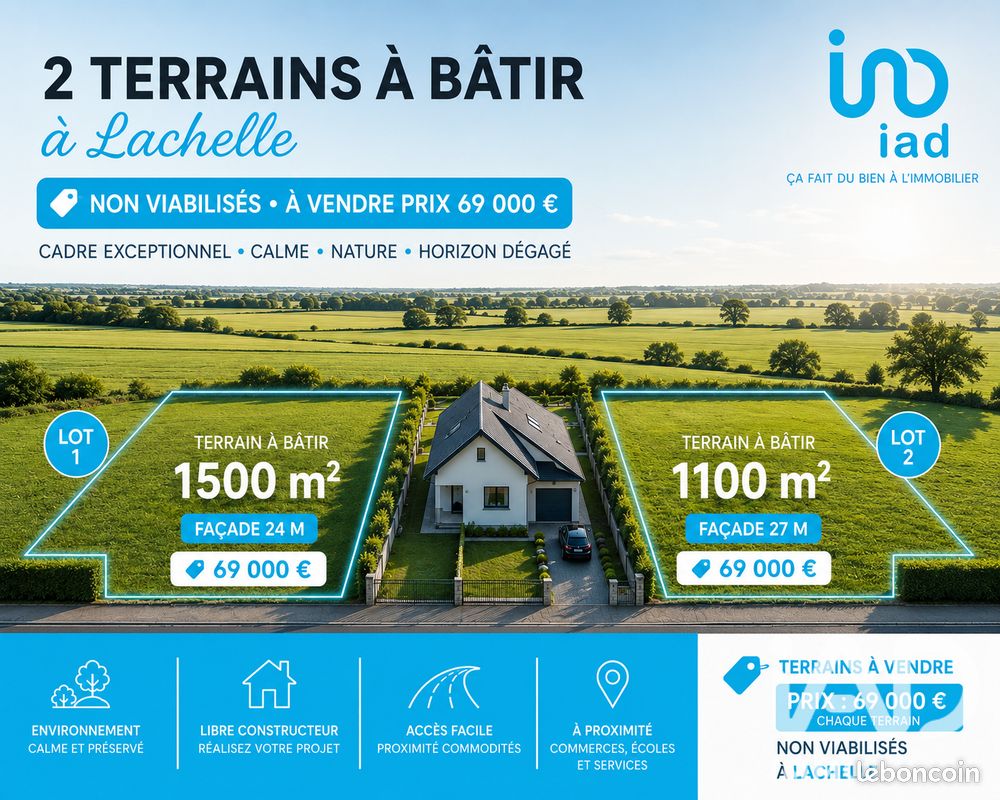 Terrain 1013 m² · à Lachelle · 1 013 m² · 69 000 €