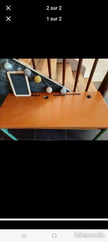 Bureau double ancien avec chaises (image 2)