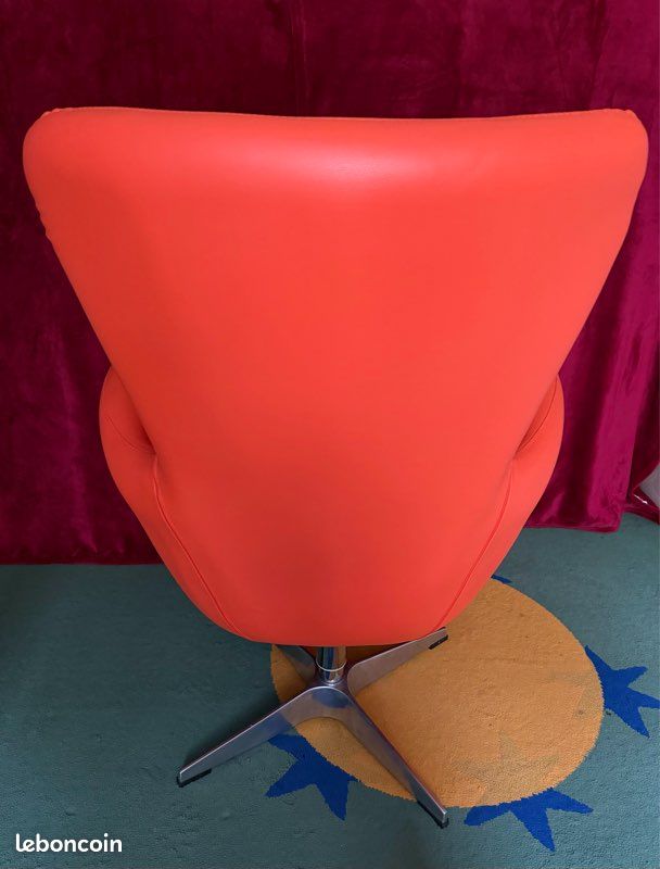 Fauteuil design vintage 1970 orange pivotant (image 2)