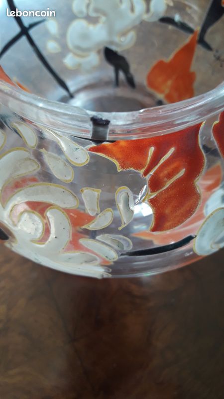Vase coupe jardinière verre émaillé Mazoyer bzt03 (image 8)