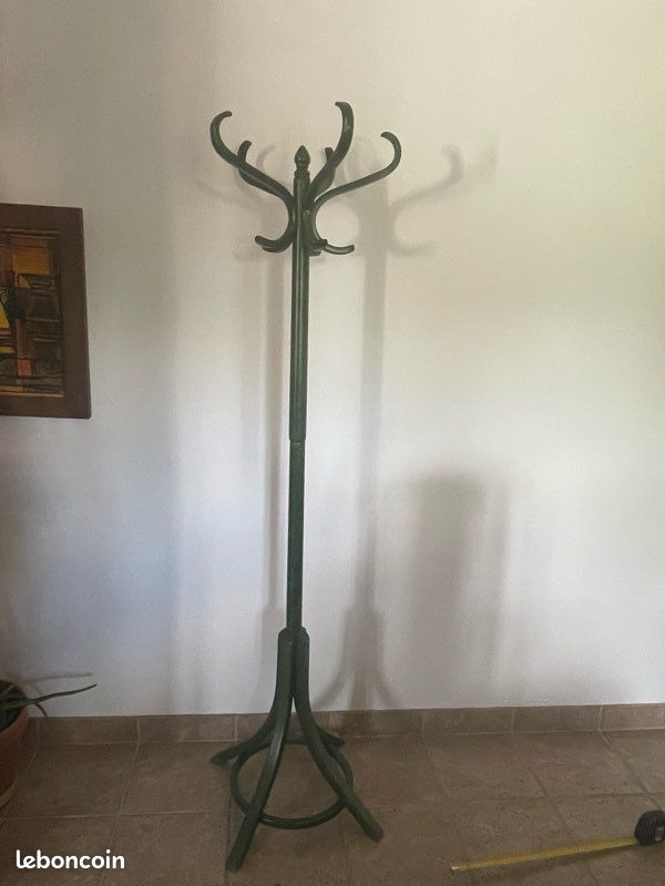 Porte-manteau ancien Baumann France - bois courbé vert (image 1)