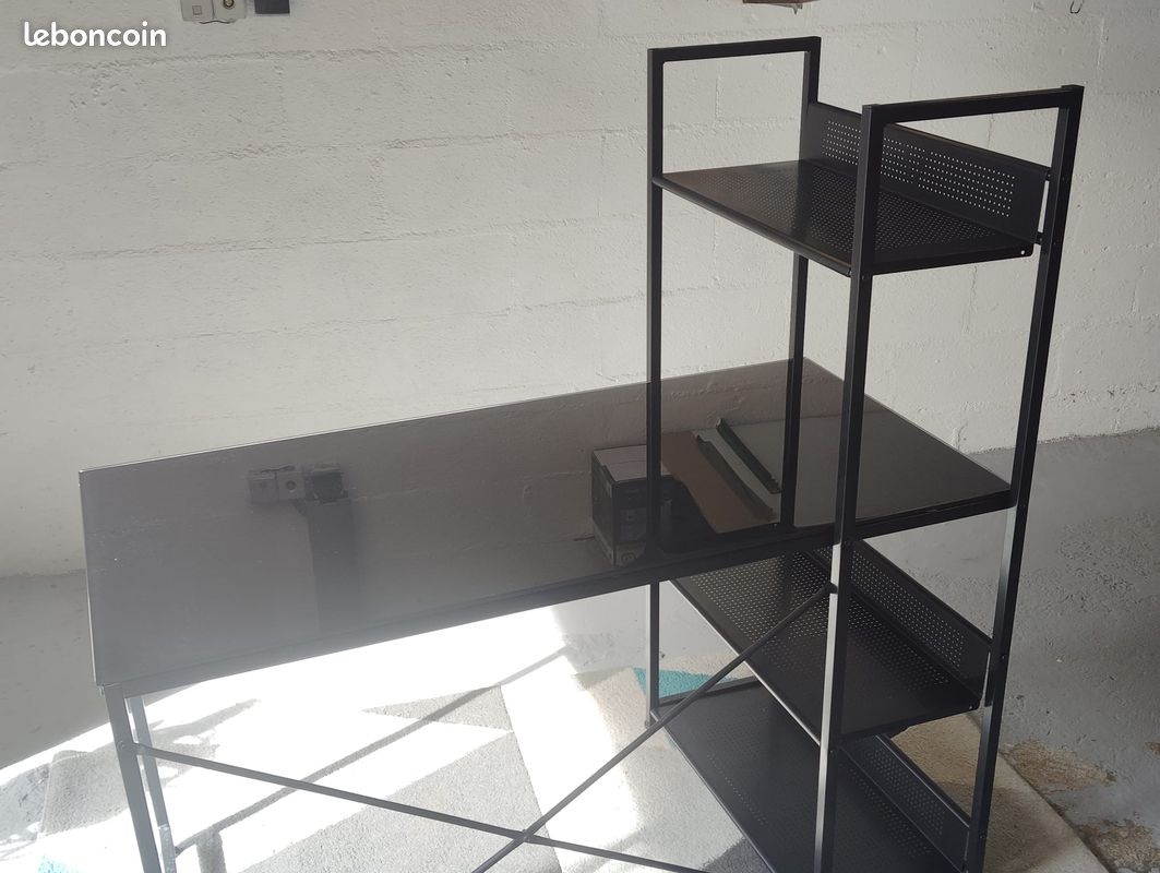 Bureau plateau verre fumé (image 1)