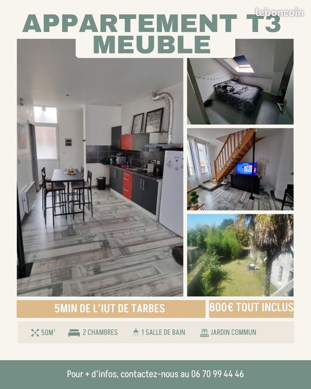 Appartement 3 pièces 60 m² · à Tarbes · 60 m² · 800 €