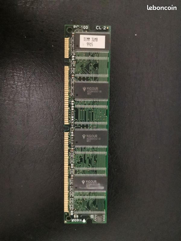 Barrette Mémoire RAM 32 Mo PC-100 – Occasion, Fonctionnelle, Pour Pc Ancien