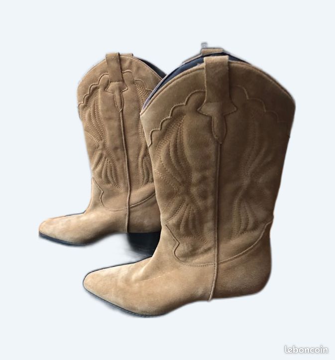 Bottes western état neuf couleur camel en cuir taille 37
