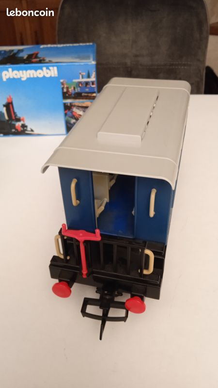 Playmobil Wagon Bleu 4100 – 3 Voyageurs, 4 Bagages, Vintage, Occasion