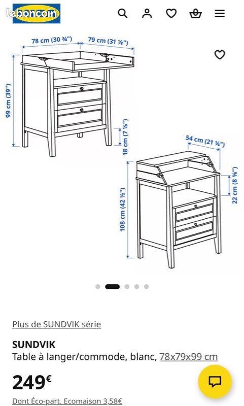Table à langer et lit à barreaux IKEA sundvik (image 7)