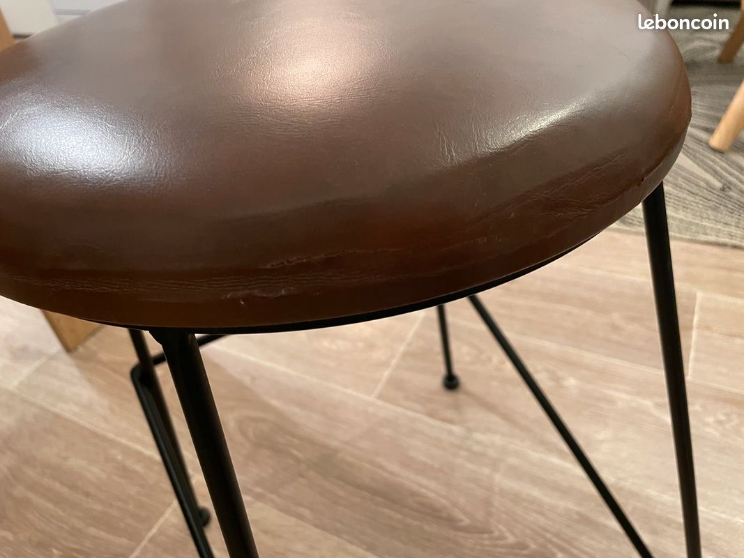 Lot de 2 tabourets en métal et simili marron (image 3)