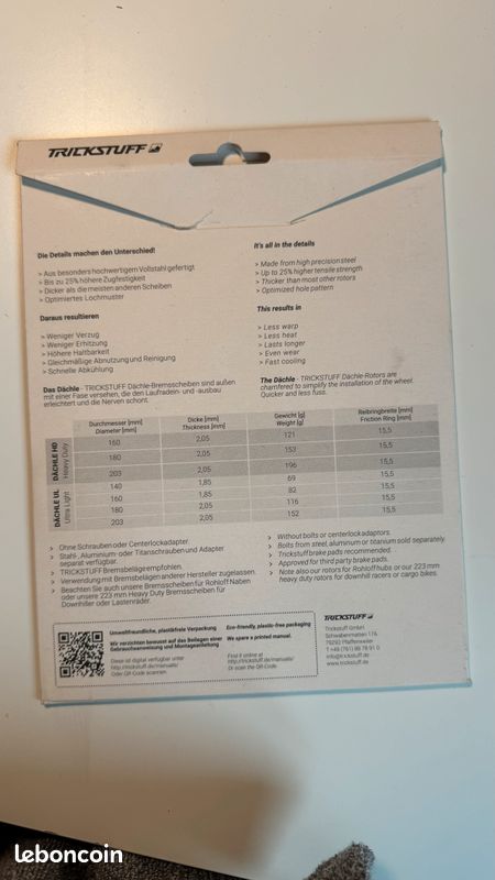 Disque de frein VTT Trickstuff UL 160 (image 3)