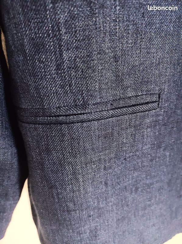 đŠ Superbe veste bleue en lin T44 TBE (image 2)