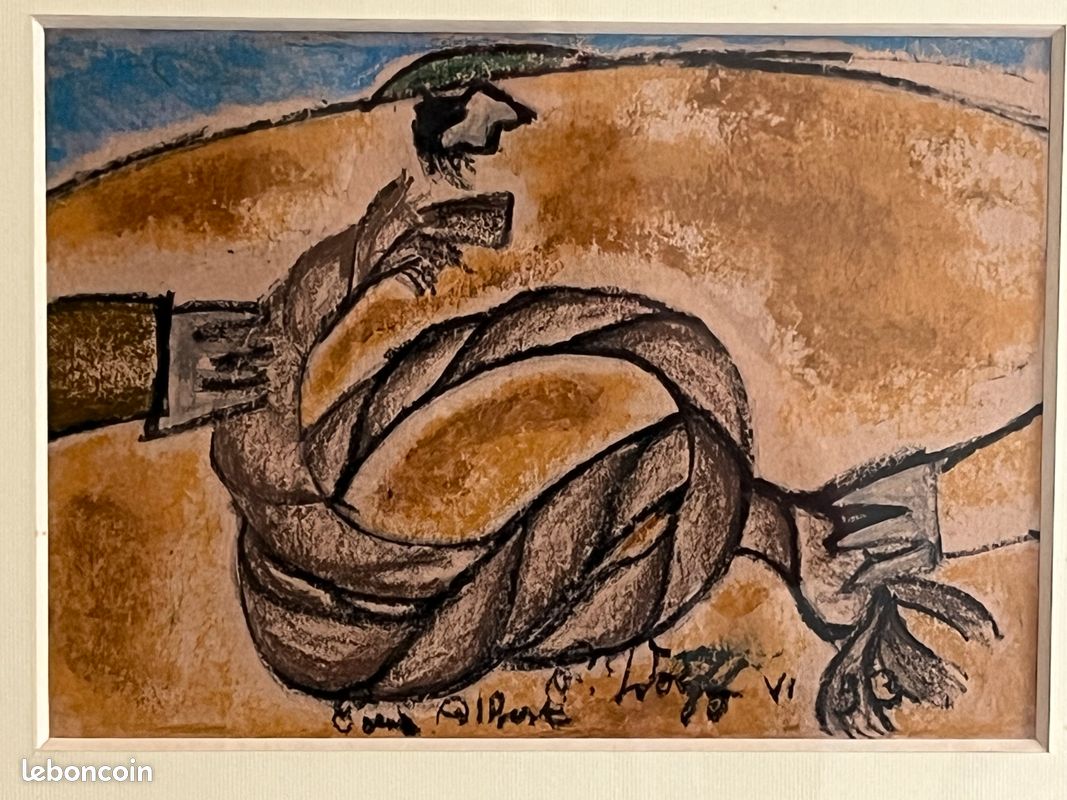 AE006 : Pastel signé Albert Wolff "Nœud de corde" 1990 (image 2)