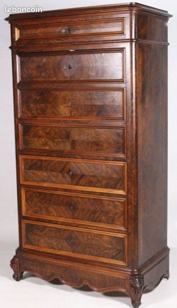 Ancien secrétaire Palissandre et citronnier simulant chiffonnier ou semainier (image 2)