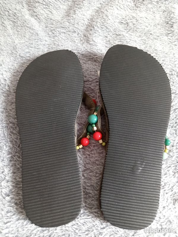 Tongs marrons perles P31 - anges78 - 8 euros (image 5)