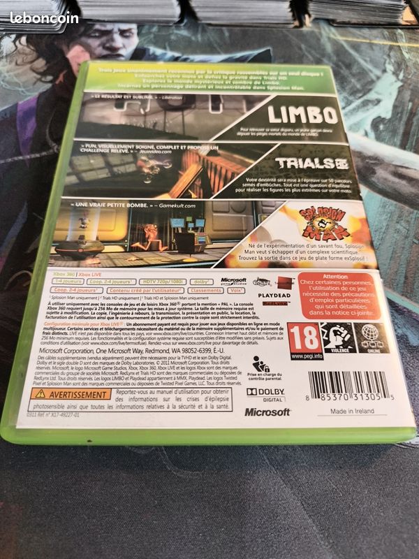 Triple pack trials limbo splosion man Xbox 360 - Jeux vidéo