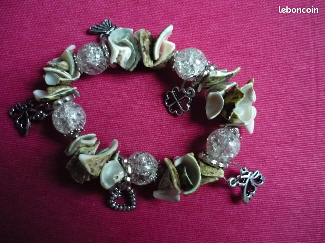 Bracelet En Coquillage Vintage - Bijou Bohème Beige, Sans Fermoir
