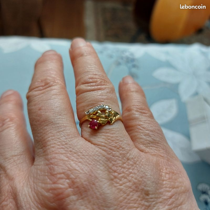 Bague Vintage Plaqué Or Avec Cristaux - Taille 54, Style Jonc, Occasion - Superbe Bijou Ancien