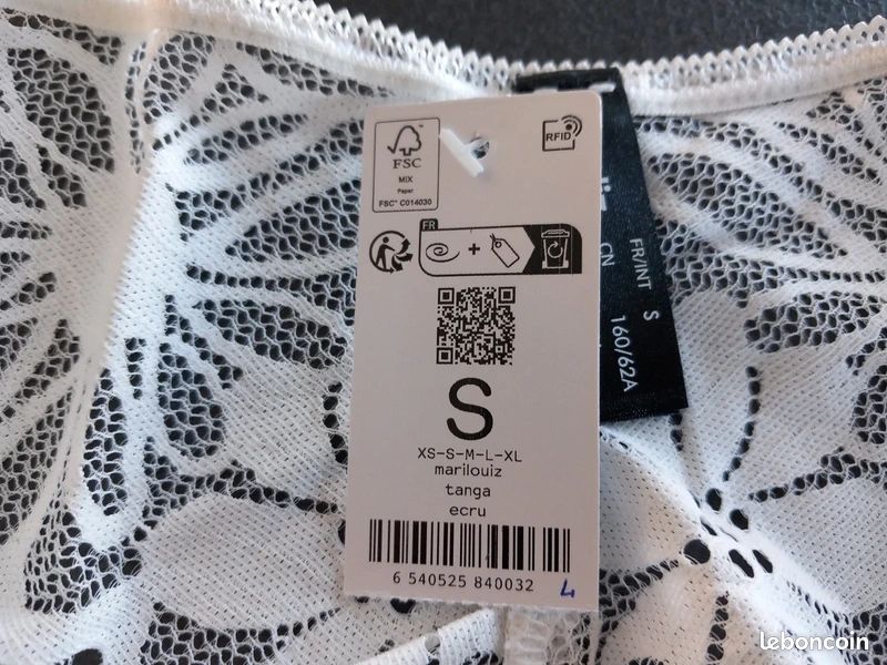 Tanga Lejaby Blanc - Taille FR 4 / USA L/7 - Neuf Avec étiquettes
