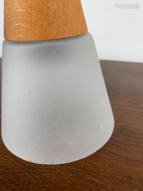 Suspension vintage en verre et teck, ES HORN Danmark (image 7)