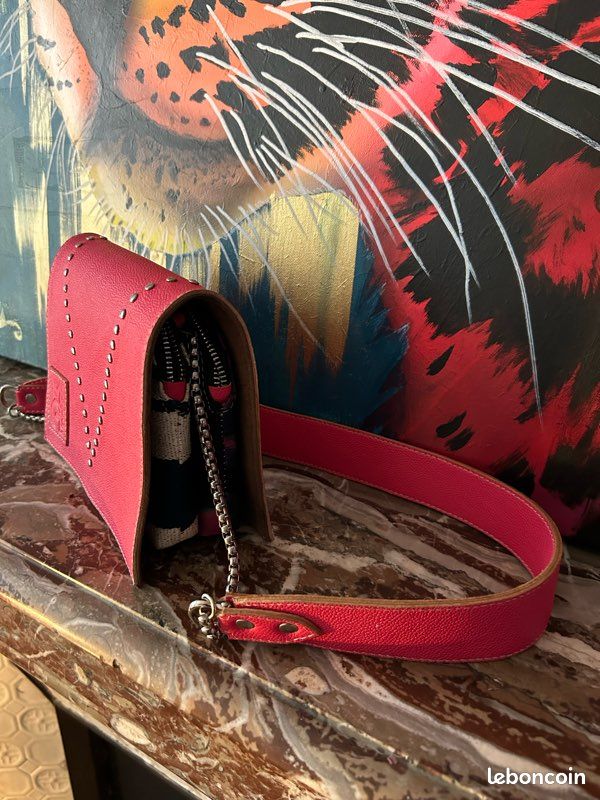 Magnifique sac cuir Fuschia, pièce unique (image 5)