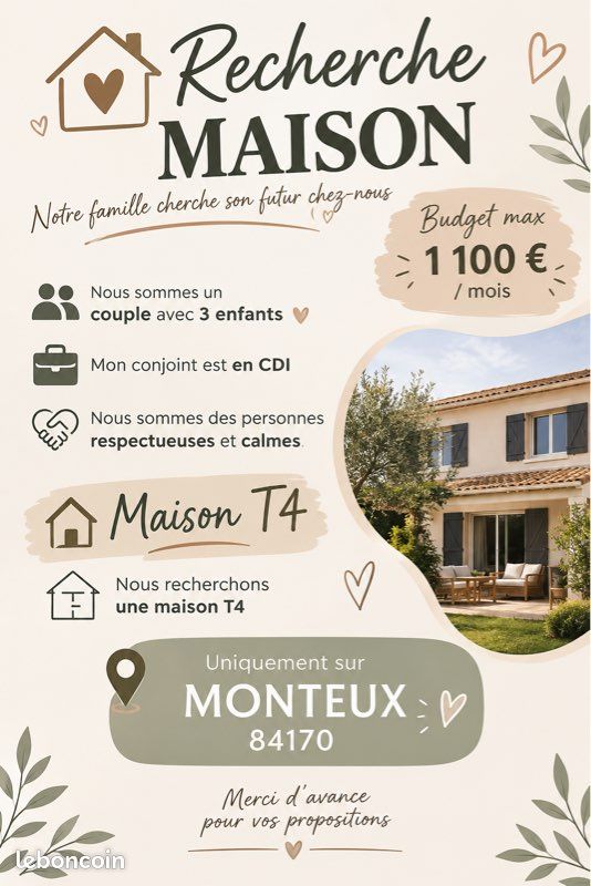 Maison 4 pièces 80 m² · à Monteux · 80 m² · 1 100 €/mois