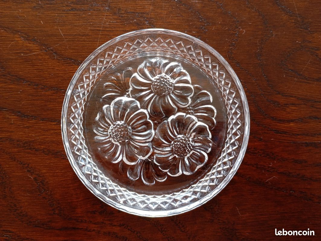 Lot De 6 Dessous De Verre Cristal D'Arques - Modèle Breteuil Décor Floral - France
