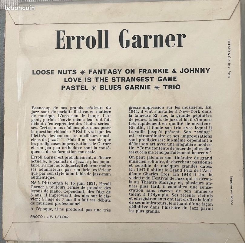 Vinyle 33 1/3 tours Eroll Garner - Loose nuts (image 2)
