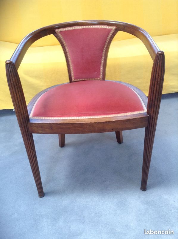 Fauteuil gondole pieds cannelés Art Déco (image 3)
